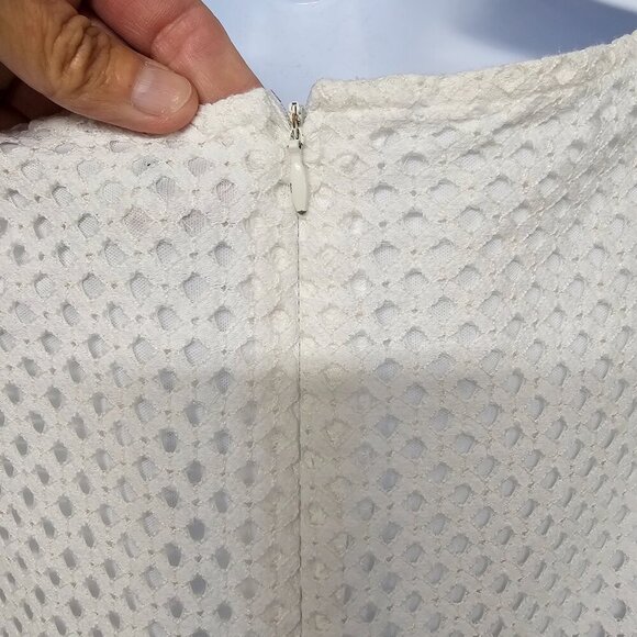 Chaps Off White Crochet Lace Sleeveless Dress Coquette Boho 16 - Picture 6 of 11